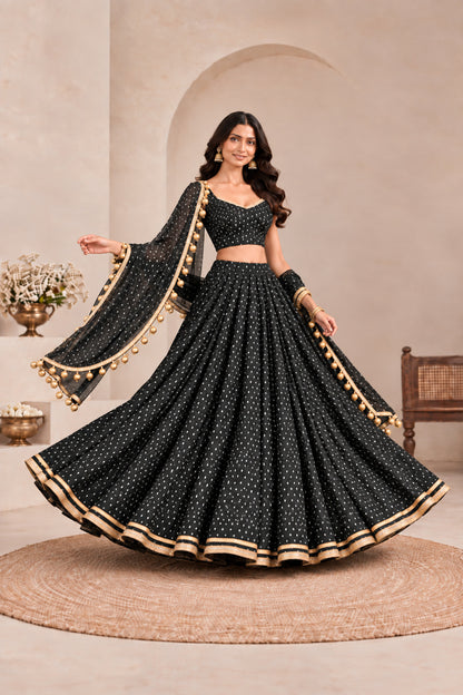 KRITI BLACK BANDHEJ LEHENGA SET