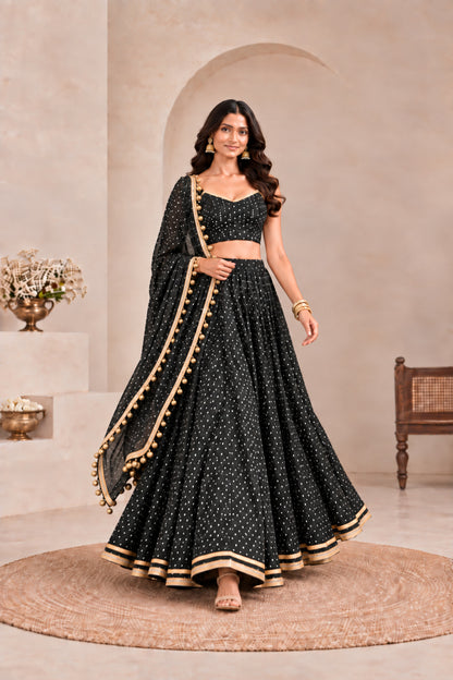 KRITI BLACK BANDHEJ LEHENGA SET