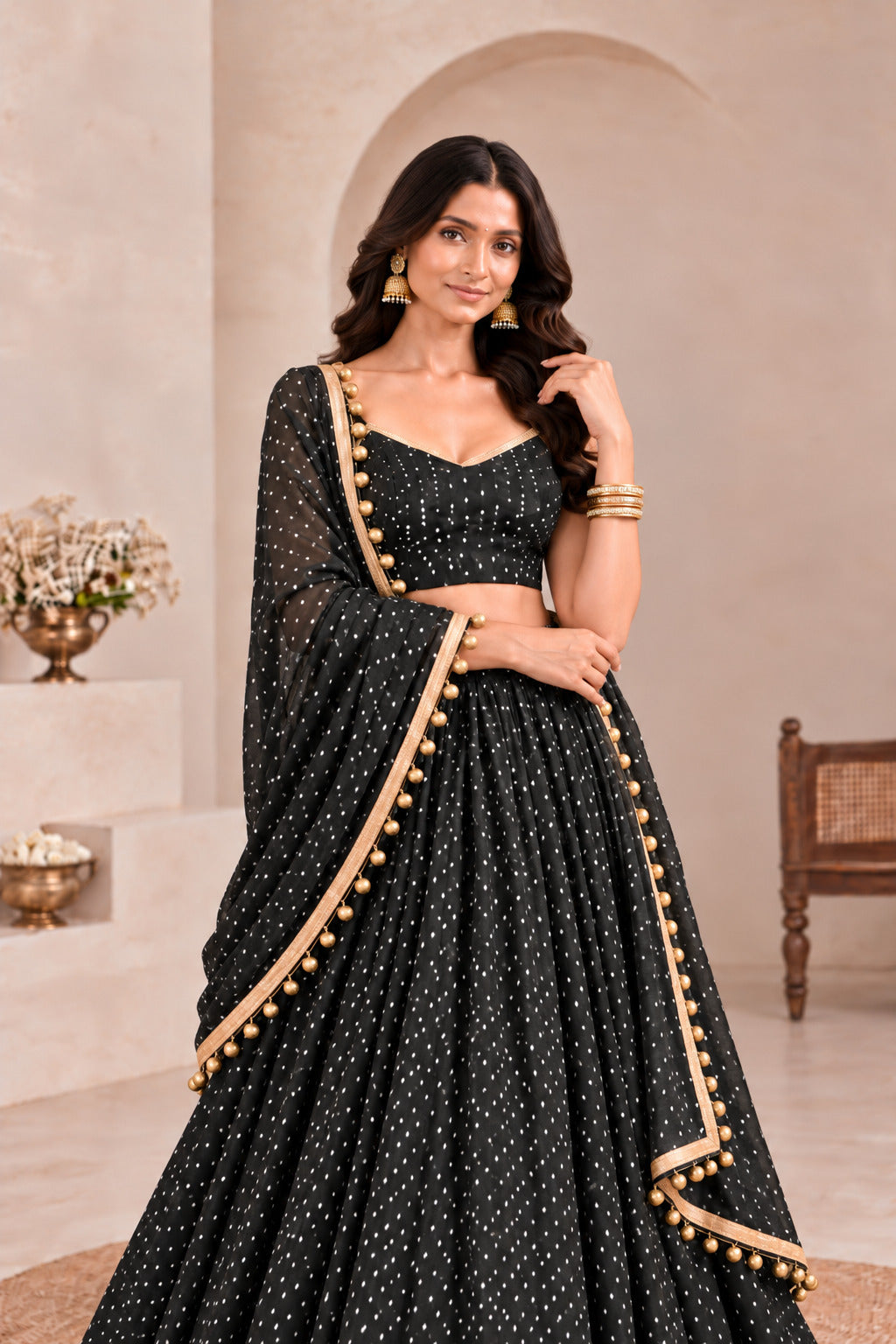 KRITI BLACK BANDHEJ LEHENGA SET
