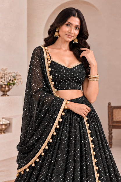 KRITI BLACK BANDHEJ LEHENGA SET