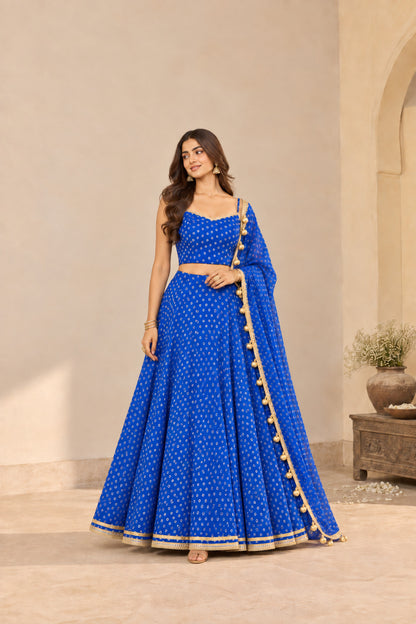 ANSHI BLUE BANDHEJ LEHENGA SET