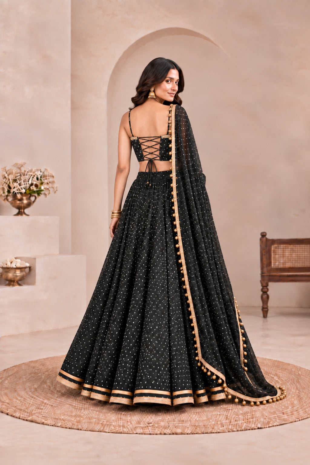KRITI BLACK BANDHEJ LEHENGA SET