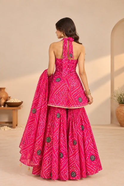 ANUSHKA PINK BANDHEJ SHARARA SET