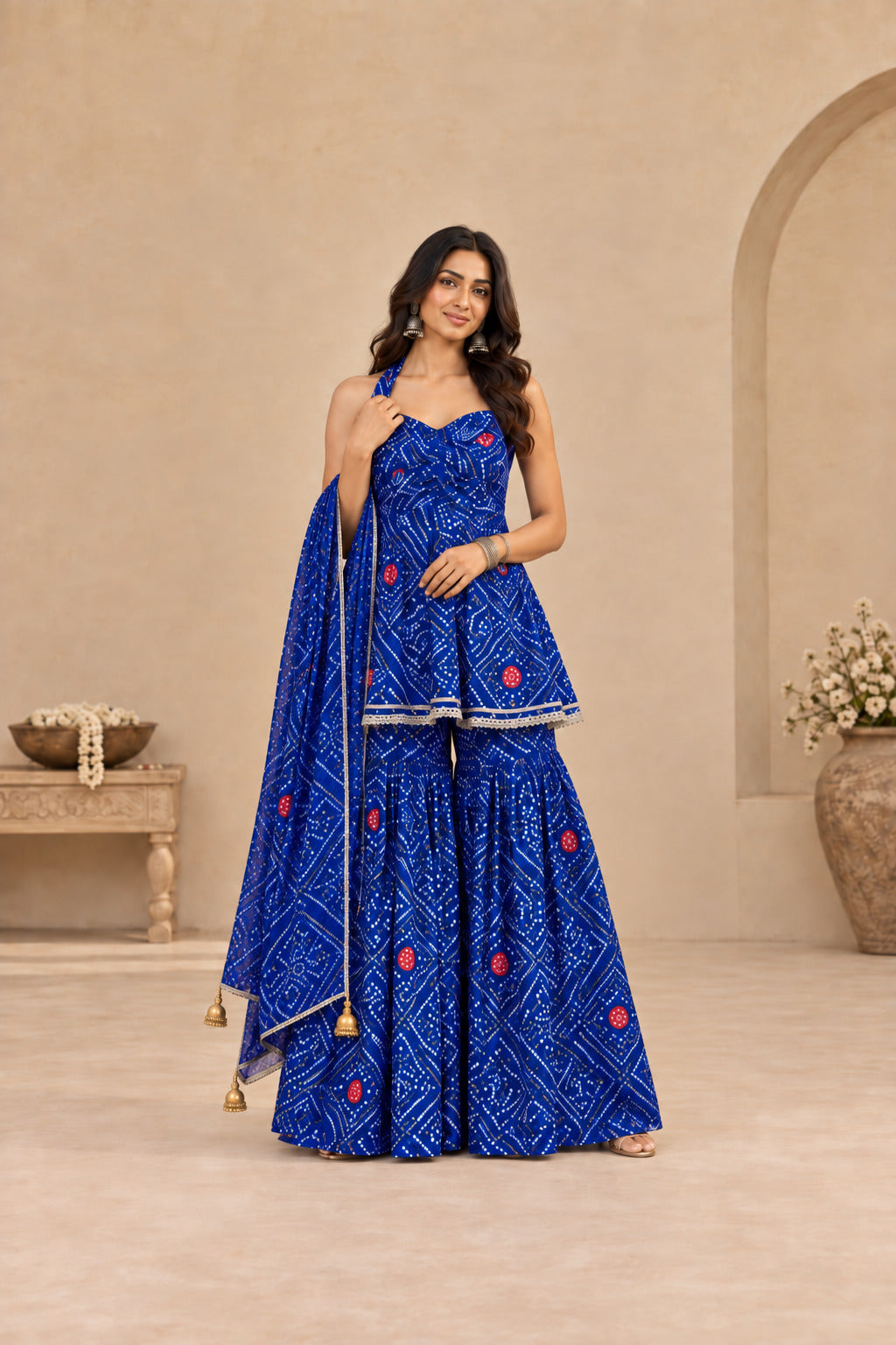 PALAK BLUE BANDHEJ SHARARA SET