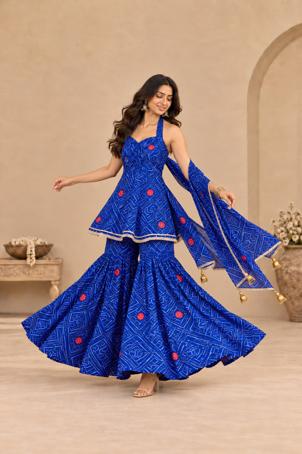 PALAK BLUE BANDHEJ SHARARA SET