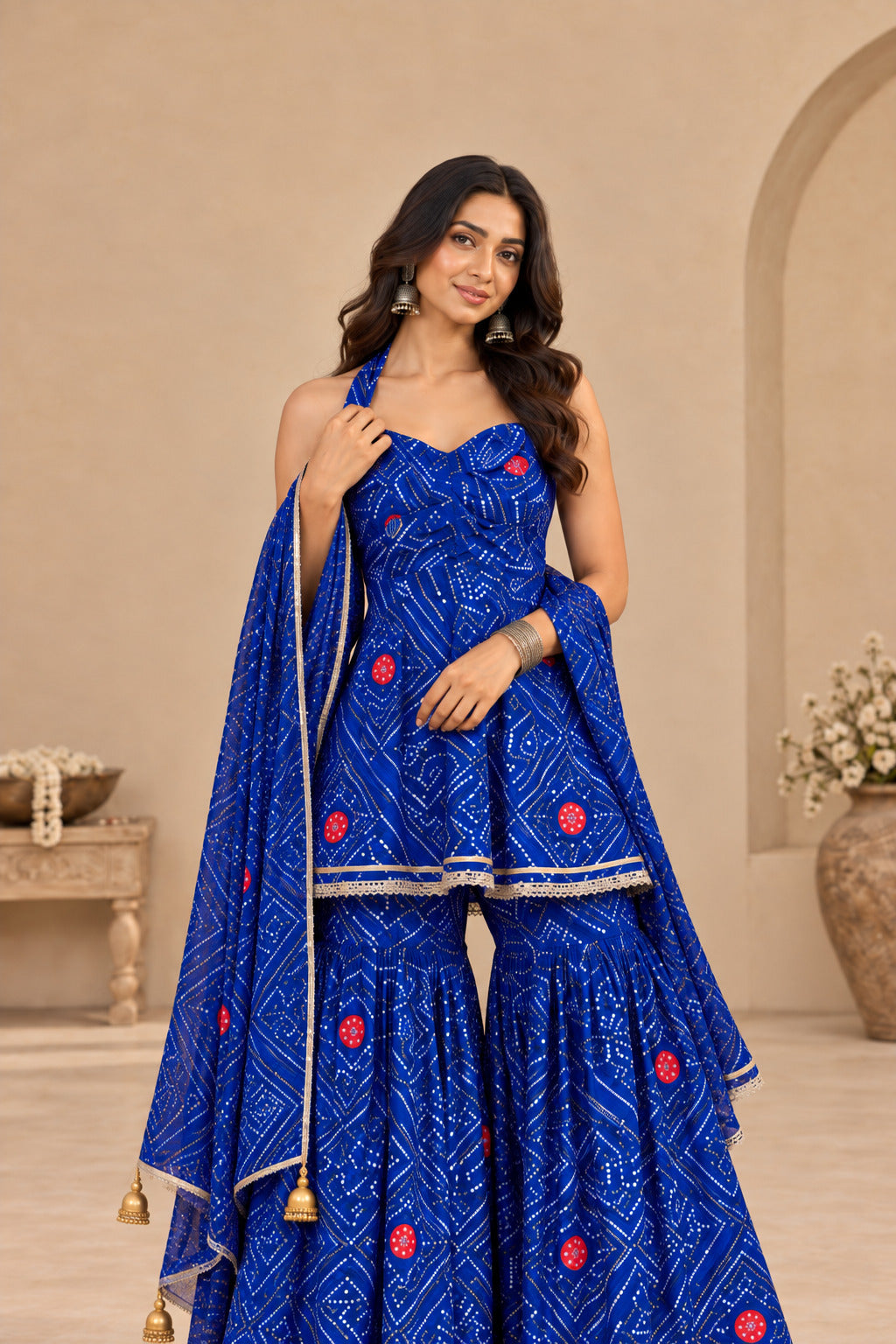 PALAK BLUE BANDHEJ SHARARA SET
