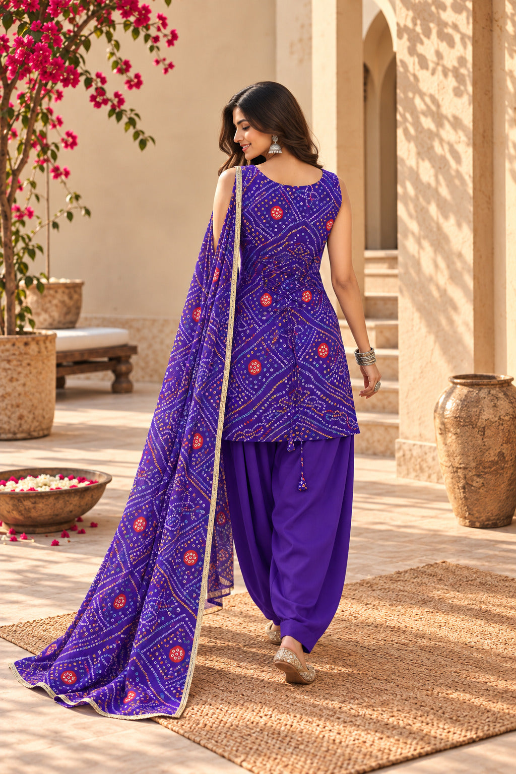 AVANTIKA PURPLE BANDHEJ FARSHI SET