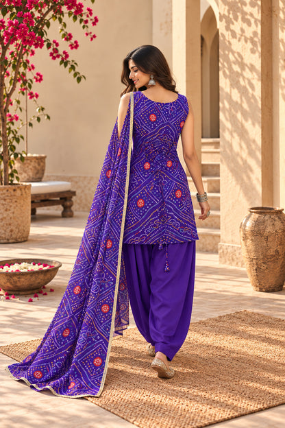 AVANTIKA PURPLE BANDHEJ FARSHI SET