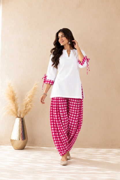 ZARYAB PINK GINGHAM FARSHI SET