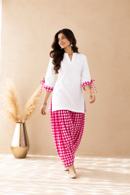 ZARYAB PINK GINGHAM FARSHI SET