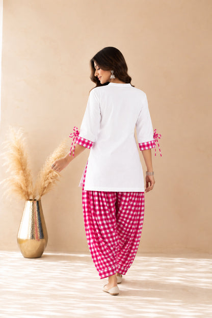 ZARYAB PINK GINGHAM FARSHI SET