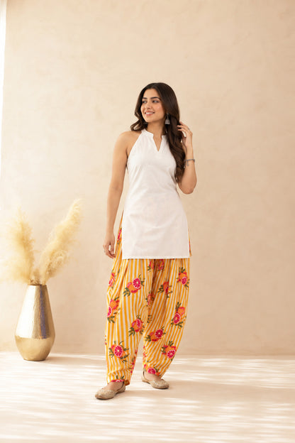 AMINA YELLOW STRIPED FARSHI SET