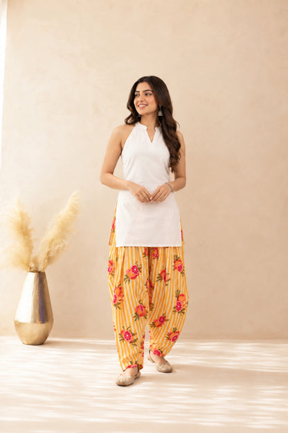 AMINA YELLOW STRIPED FARSHI SET