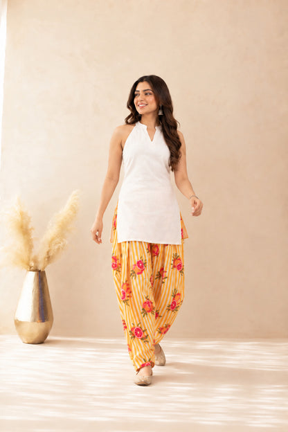 AMINA YELLOW STRIPED FARSHI SET