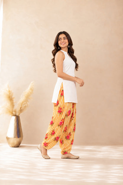 AMINA YELLOW STRIPED FARSHI SET
