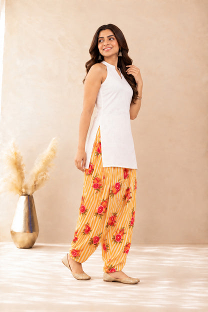 AMINA YELLOW STRIPED FARSHI SET