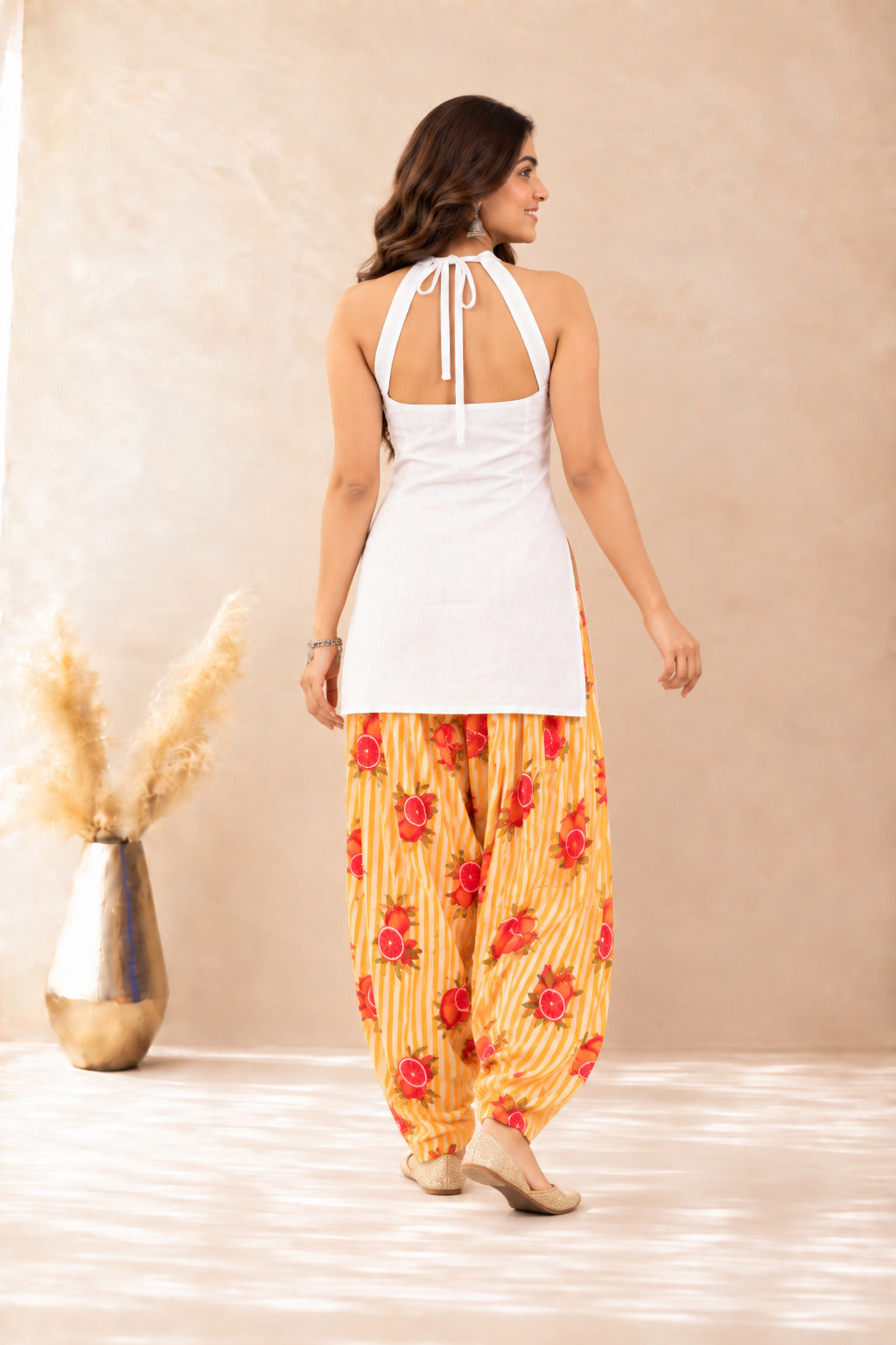 AMINA YELLOW STRIPED FARSHI SET
