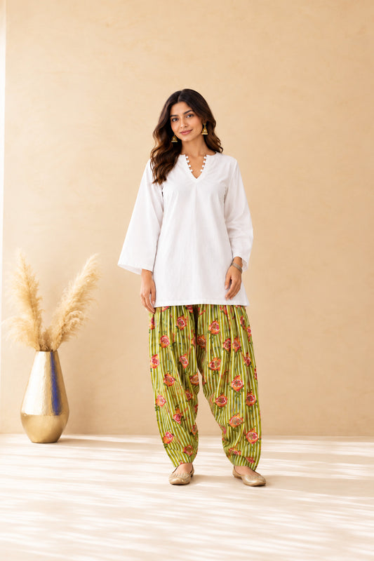 RIDA GREEN STRIPED FARSHI SET