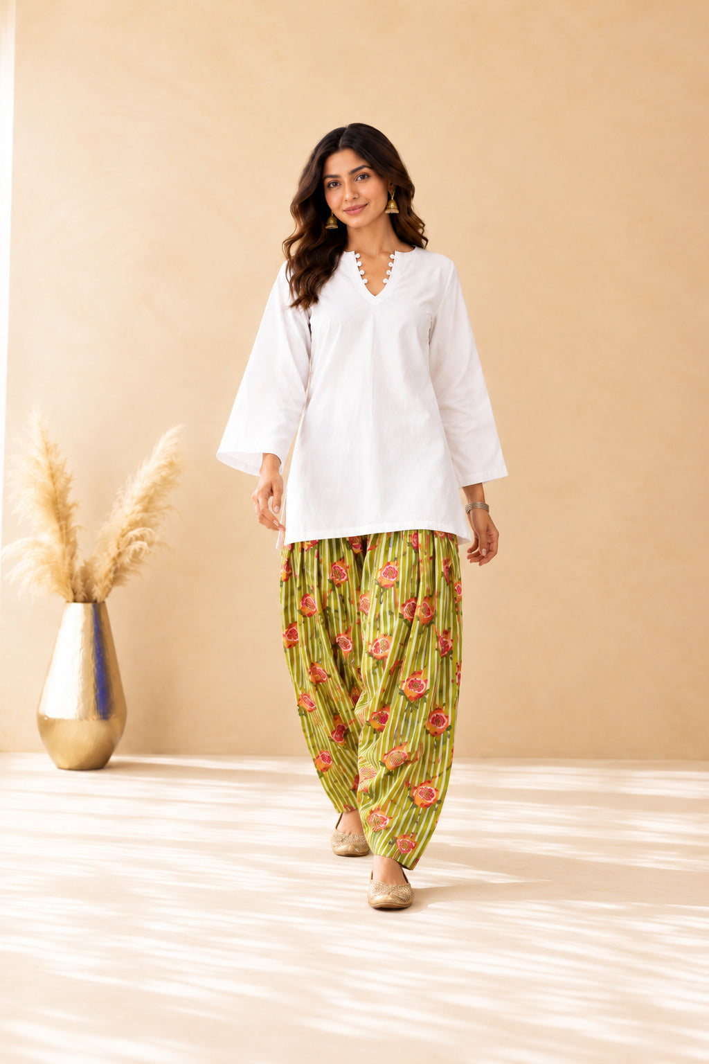 RIDA GREEN STRIPED FARSHI SET