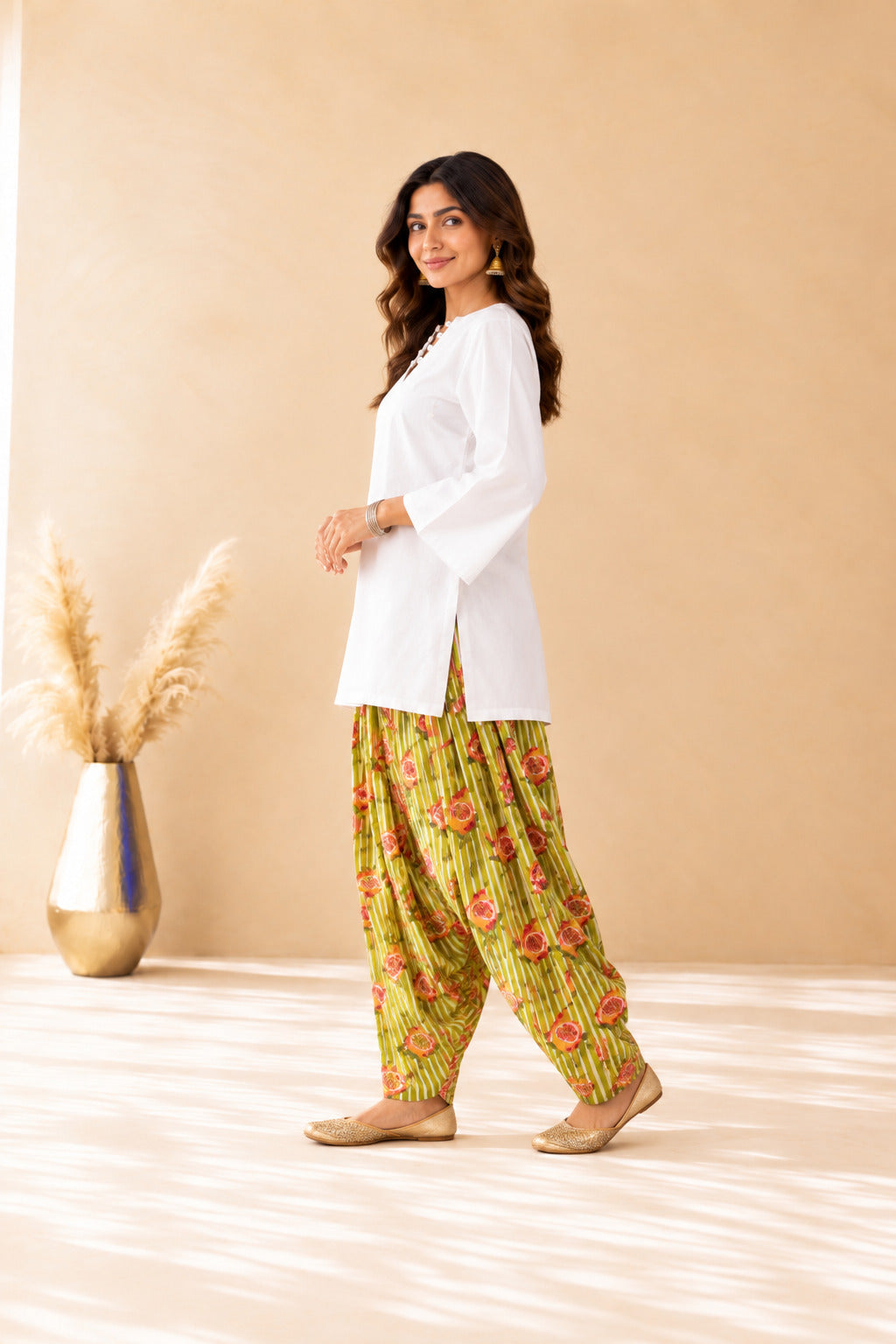 RIDA GREEN STRIPED FARSHI SET