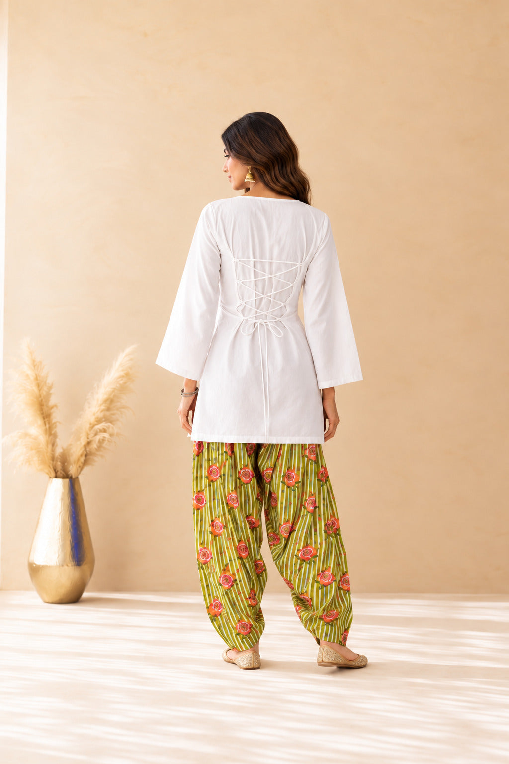 RIDA GREEN STRIPED FARSHI SET