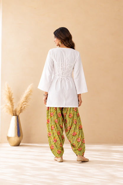 RIDA GREEN STRIPED FARSHI SET