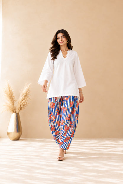 SHEHNAZ BLUE STRIPED FARSHI SET