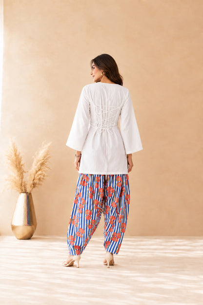SHEHNAZ BLUE STRIPED FARSHI SET