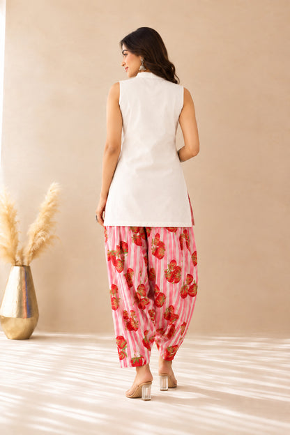 AFZA PINK STRIPED FARSHI SET