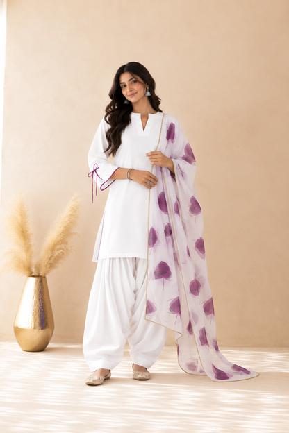 SUMBUL PURPLE HANDPAINTED DUPATTA FARSHI SET