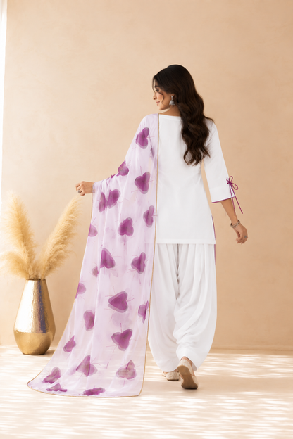 SUMBUL PURPLE HANDPAINTED DUPATTA FARSHI SET