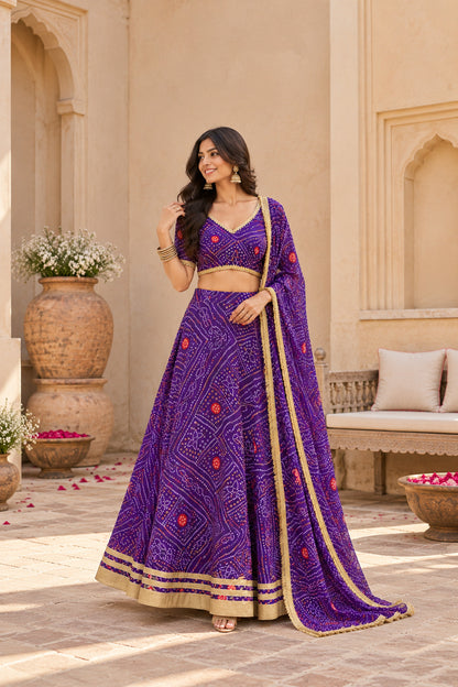 ANOKHI PURPLE BANDHEJ LEHENGA