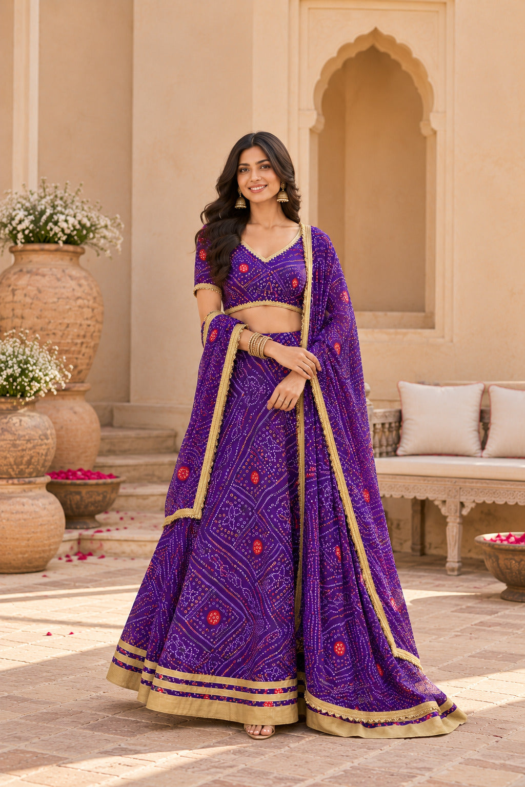 ANOKHI PURPLE BANDHEJ LEHENGA