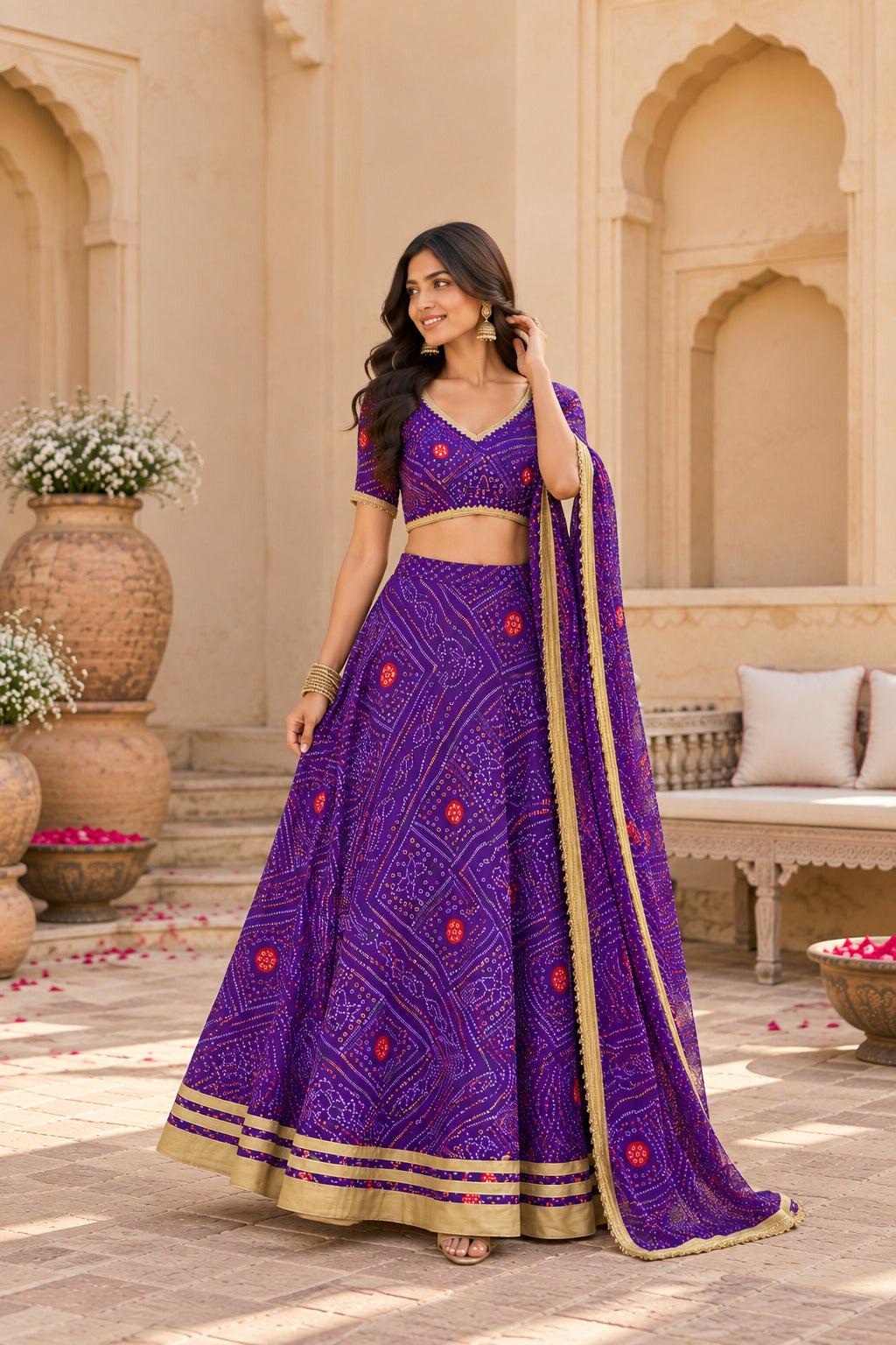 ANOKHI PURPLE BANDHEJ LEHENGA