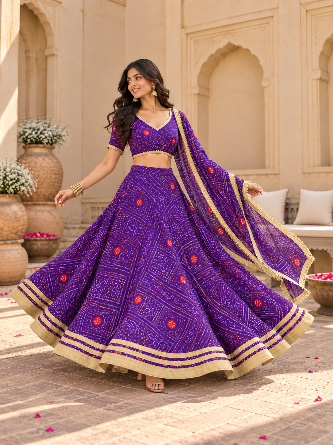 ANOKHI PURPLE BANDHEJ LEHENGA