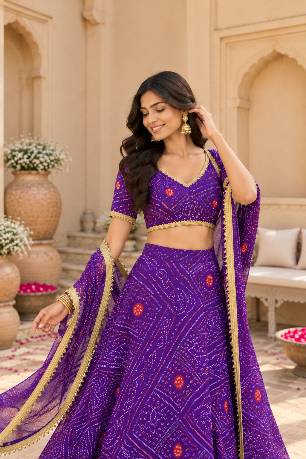 ANOKHI PURPLE BANDHEJ LEHENGA