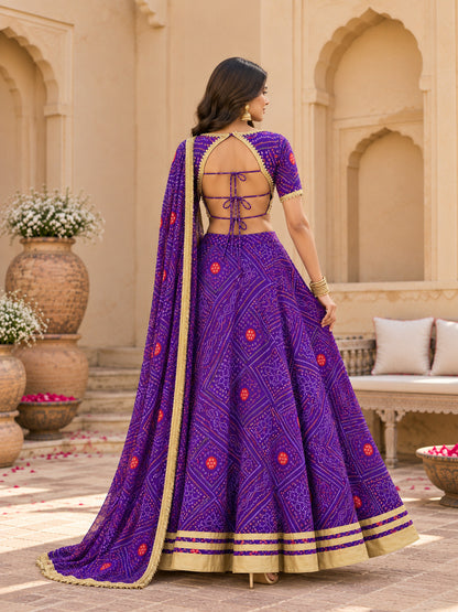 ANOKHI PURPLE BANDHEJ LEHENGA