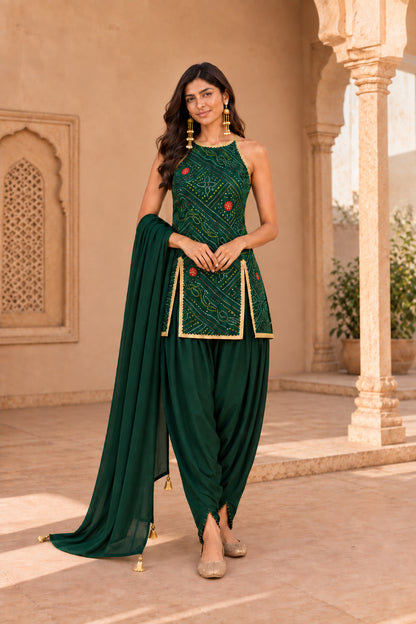 LAVANYA GREEN BANDHEJ PATIALA SET