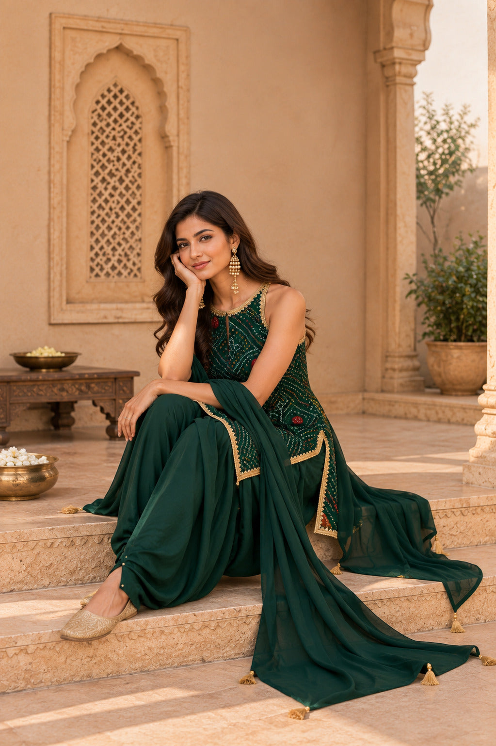 LAVANYA GREEN BANDHEJ PATIALA SET