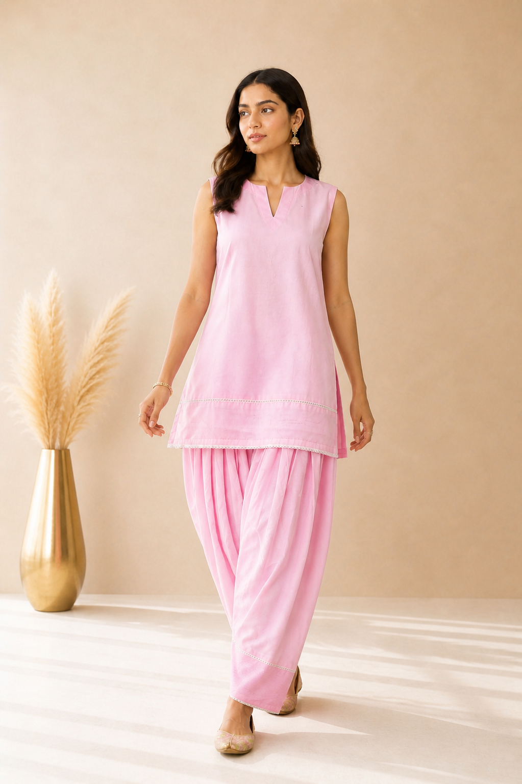 FIROZA BABY PINK FARSHI SET