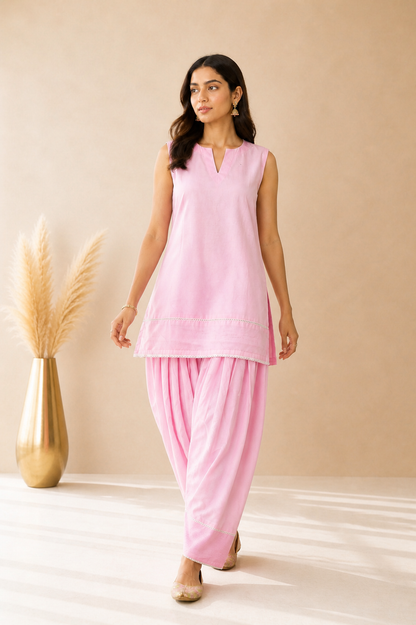FIROZA BABY PINK FARSHI SET