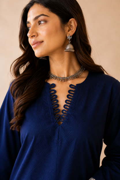 REYZARA INDIGO BLUE FARSHI SET