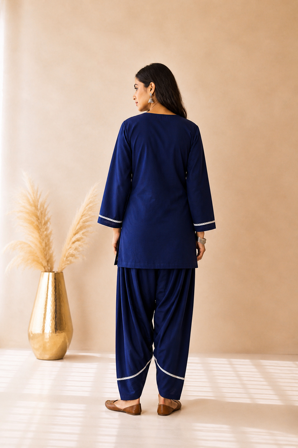 REYZARA INDIGO BLUE FARSHI SET