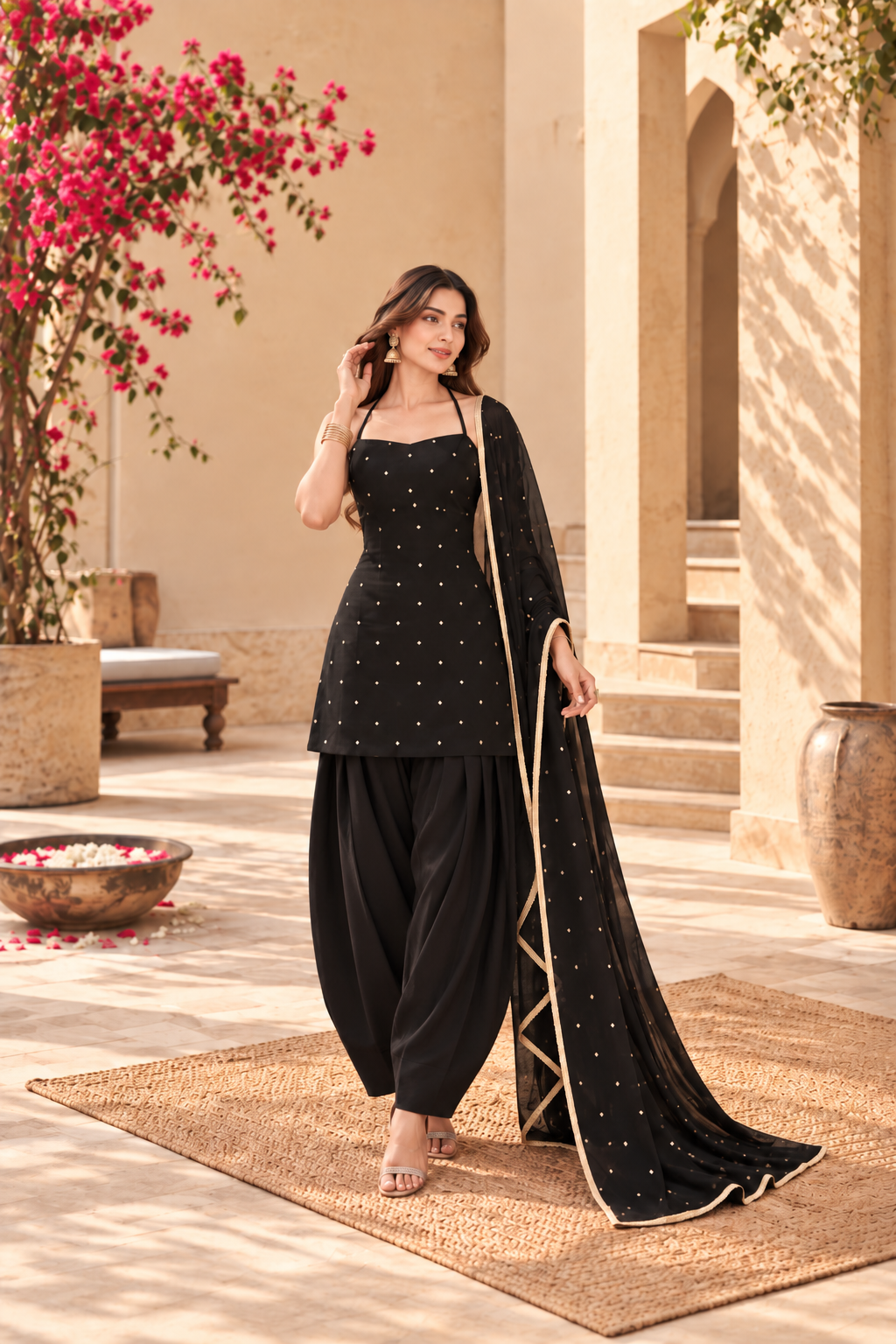 ADRIJA BLACK FESTIVE FARSHI SALWAR SET