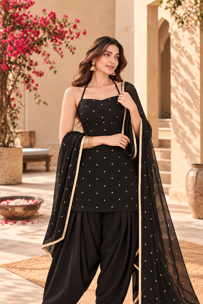 ADRIJA BLACK FESTIVE FARSHI SALWAR SET