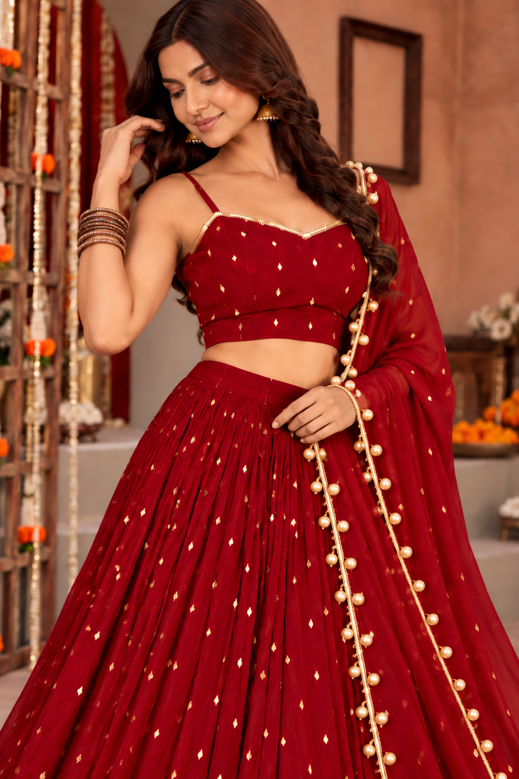 SAADHVI MAROON FESTIVE LEHENGA