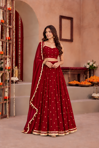 SAADHVI MAROON FESTIVE LEHENGA