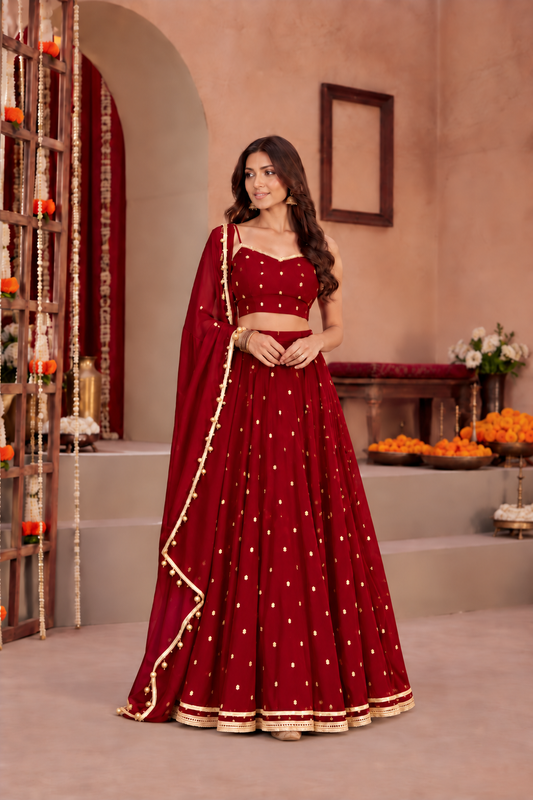 SAADHVI MAROON FESTIVE LEHENGA