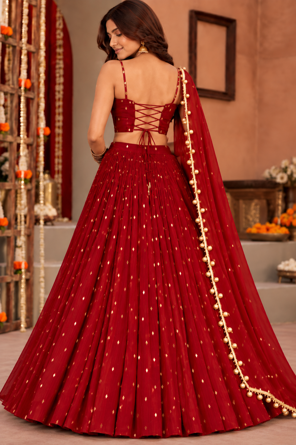 SAADHVI MAROON FESTIVE LEHENGA