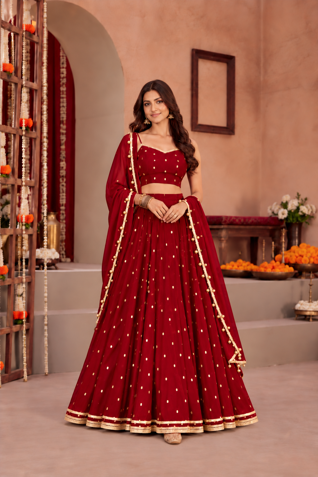 SAADHVI MAROON FESTIVE LEHENGA